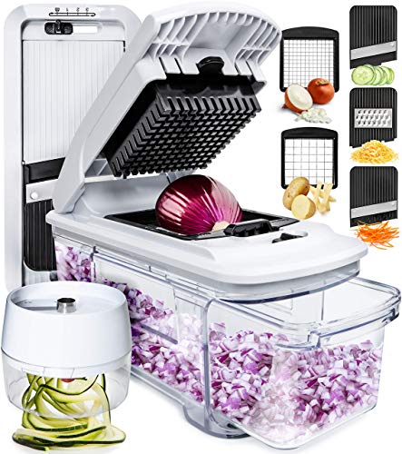 Fullstar Mandoline Slicer Spiralizer Vegetable Slicer - Vegetable Chopper Onion Chopper Food Chopper Vegetable Spiralizer Mandoline Slicer Cutter Chopper and Grater Slicer Zucchini Spaghetti Maker