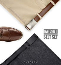 Load image into Gallery viewer, Belts Men, CHAOREN Leather Ratchet Belt 2 Pack with Click Sliding Buckle 1 3/8" in Gift Set Box - Adjustable Trim to Fit
