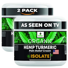 Load image into Gallery viewer, Genie's Solutions Organic Hemp Cream for Pain Relief - Soothing Lotion for Neck, Back, Knee, Joint, Muscle Aches - Natural Formula with Turmeric, Aloe, MSM, Copaiba, Helichrysum, Arnica - USA
