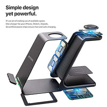 Load image into Gallery viewer, Intoval Wireless Charging Station, 3 in 1 Charger for Apple iPhone/iWatch/Airpods,iPhone 13,12,11 (Pro, Pro Max)/XS/XR/XS/X/8(Plus),iWatch 7/6/SE/5/4/3/2,Airpods Pro/3gen (A3,Black)
