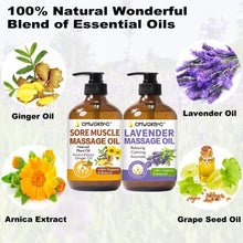 Load image into Gallery viewer, Massage Oil for Massage Therapy Kit,Ginger Oil Lymphatic Drainage-Arnica Sore Muscle Oil Massage &amp;Lavender Oil Relaxing Massage Oils,Massage Kit With Massage Roller Ball Valentines Gifts for Men Women
