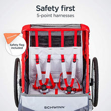 Load image into Gallery viewer, Schwinn Trailblazer Child Bike Trailer, Double Baby Carrier, Canopy, 16--inch Wheels, Red
