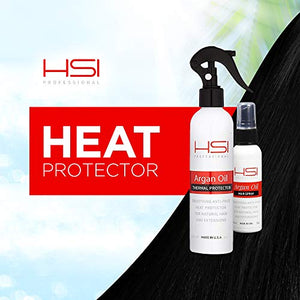 HSI PROFESSIONAL Argan Oil Heat Protector | Protect up to 450º F from Flat Irons & Hot Blow Dry | Sulfate Free, Prevents Damage & Breakage | Made in the USA | 8 Ounce, Packaging May Vary