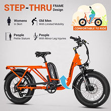 Load image into Gallery viewer, ADDMOTOR M-81 Electric Bike for Adults, 105 Miles, 48V 20AH Removable Samsung Battery UL Certified, 750W Long-Tail Cargo Electric Bicycle, 20&quot;x4&quot; Fat Tire Ebike, 7 Speeds, Suspension Fork (Carrot)
