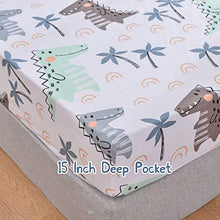 Load image into Gallery viewer, JSD Dinosaur Kids Printed Sheet Set Full Size, 4 Piece Brushed Microfiber Bed Sheets for Boys, 15&quot; Deep Pocket White
