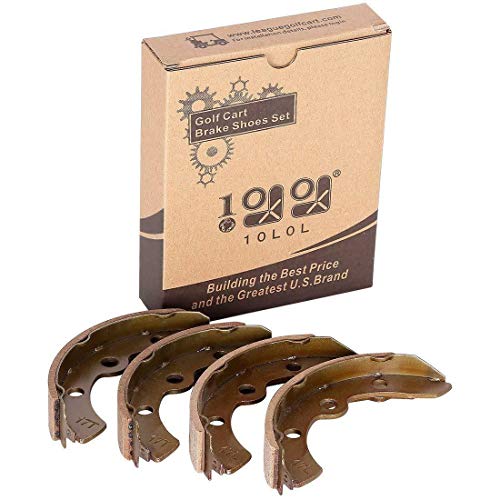 10L0L Golf Cart Replacement Brake Shoes Set (2Long, 2 Short) Fits Select Club Car, E-Z-GO and Yamaha Models