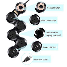 Load image into Gallery viewer, Flexible Power Strip Surge Protector with 2 USB Ports and 4 Outlets for Home, Office and Travel (9Ft Long Cord, Black)
