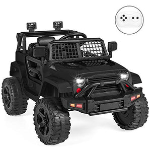 Best Choice Products 12V Kids Ride On Truck Car w/Parent Remote Control, Spring Suspension, LED Lights, AUX Port - Black