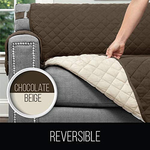 Sofa Shield Original Patent Pending Reversible Large Sofa Protector for Seat Width up to 70 Inch, Furniture Slipcover, 2 Inch Strap, Couch Slip Cover Throw for Pets, Dogs, Cats, Sofa, Chocolate Beige