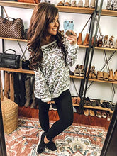 Load image into Gallery viewer, ECOWISH Women's Camouflage Print Casual Leopard Pullover Long Sleeve Sweatshirts Top Blouse Camel X-Large
