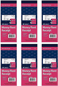 Adams Money/Rent Receipt Book, Carbonless, 3-Part, 2-3/4 x 7-3/16 Inches, 50 Sets per Book, Pack Of 6