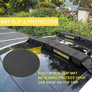 The Soft Roof Rack Pads for Kayak/Sup/Paddleboard/Canoe/Snowboard/Windsurfing, Universal Surfboard Racks for Car Include Tie-Down Straps, Block Surf Racks Suit Cars, SUV, Trucks