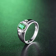 Load image into Gallery viewer, Epinki 925 Sterling Silver Ring, Men 1ct Lab Created Emerald with Cubic Zirconia Rings Engagement Wedding Size 7
