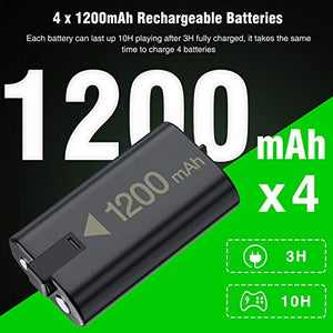 BEBONCOOL Charger for Xbox One Controller Battery Pack, with 4 x 1200mAh Rechargeable Xbox One Battery Charger Charging Kit for Xbox One, Xbox One X, Xbox One S, Xbox One Elite Controllers