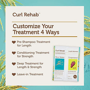Curl Rehab Length Retention/Strength Dual Treatment, Rice Water Sealing Oil Treatment & Anti-Breakage Mask, 4.8 Oz Packette, 6 Count
