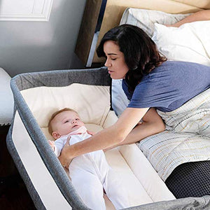 Ihoming Bedside Sleeper Bedside Crib, Baby Bassinet 3 in 1 Travel Baby Crib Baby Bed with Breathable Net, Adjustable Portable Bed for Infant/Baby