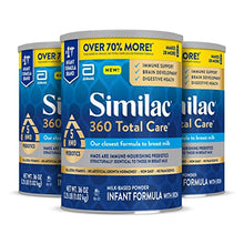 Load image into Gallery viewer, Similac 360 Total Care Infant Formula, with 5 HMO Prebiotics, Our Closest Formula to Breast Milk, Non-GMO, Baby Formula Powder, 36-oz Tub (Case of 3)
