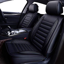 Load image into Gallery viewer, OASIS AUTO OS-001 Leather Car Seat Covers, Faux Leatherette Automotive Vehicle Cushion Cover for 5 Passenger Cars &amp; SUV Universal Fit Set for Auto Interior Accessories (Full Set, Black)
