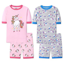 Load image into Gallery viewer, Joyond Girls Summer Cotton Pajamas 4 Piece Snug-Fit Sleepwear Size 6 for Toddler Clothes Kids Short Sleeves Unicorn Pjs Set
