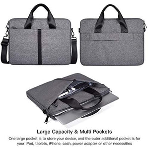 15.6 Inch Laptop Sleeve Shoulder Bag Waterproof Briefcase Handbag for HP Envy X360/Pavilion 15.6, Acer Aspire/Chromebook 15, Dell Inspiron 15, Lenovo Yoga 730 15.6, ASUS MSI 15.6 Carrying Case, Gray