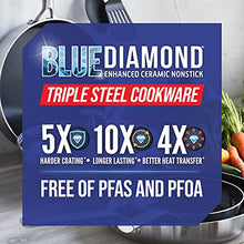 Load image into Gallery viewer, Blue Diamond Tri-Ply Stainless Steel Ceramic Nonstick Cookware Multifunction Wok/Chef's Pan with Lid, Metal Utensil, Induction and Dishwasher Safe PFAS-Free, 11", Silver
