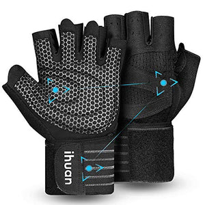 Updated 2020 Version Professional Ventilated Weight Lifting Gym Workout Gloves with Wrist Wrap Support for Men & Women, Full Palm Protection, for Weightlifting, Training, Fitness, Hanging, Pull ups