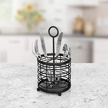 Load image into Gallery viewer, Spectrum Diversified Contempo Caddy Cutlery, Modern Dining Table Décor &amp; Kitchen Organization, Silverware Holder with Handle, Black
