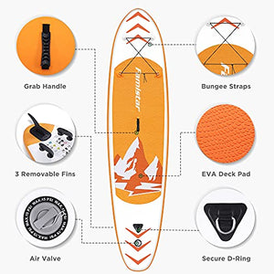10’10”x30”x6”, 308lbs Capacity, All-around Inflatable Stand Up Paddle Board - Stable, Versatile, Durable and Lightweight SUP for All Skill Levels, Paddleboard Accessories & Carry Bag Included (Orange)