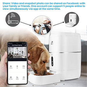 Zacro 6L Automatic Cat Dog Feeder - WiFi Automatic Pet Smart Feeder Food Dispenser, 1080P HD WiFi Pet Camera with Night Vision and 2-Way Audio Communication, Wi-Fi Enabled App for iOS/Android