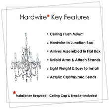 Load image into Gallery viewer, The Original Gypsy Color 4 Light Crystal White Hardwire Flush Mount Chandelier H17.5”xW15”, White Metal Frame with Clear Glass Stem and Clear Acrylic Crystals &amp; Beads That Sparkle Just Like Glass
