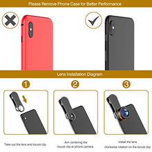 Load image into Gallery viewer, Phone Camera Lens,Upgraded 3 in 1 Phone Lens kit-198° Fisheye Lens + Macro Lens + 120° Wide Angle Lens,Clip on Cell Phone Lens Kits Compatible with iPhone,iPad,Most Android Phones and Smartphones
