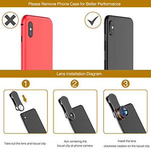 Phone Camera Lens,Upgraded 3 in 1 Phone Lens kit-198° Fisheye Lens + Macro Lens + 120° Wide Angle Lens,Clip on Cell Phone Lens Kits Compatible with iPhone,iPad,Most Android Phones and Smartphones