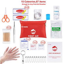 Load image into Gallery viewer, Small Travel First Aid Kit - 87 Piece Clean, Treat and Protect Most Injuries,Ready for Emergency at Home, Outdoors, Car, Camping, Workplace, Hiking.
