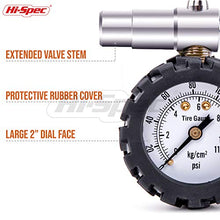 Load image into Gallery viewer, Hi-Spec 160 PSI Tire Pressure Dial Gauge for Presta Valves on Road Racing Bikes &amp; High End Mountain Bikes. Glass Dial with Quick-Release Air Button. Pocketable with a Rugged Protective Ring
