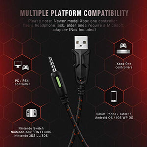 RUNMUS Gaming Headset Xbox One Headset with 7.1 Surround Sound, PS4 Headset with Noise Canceling Mic & LED Light, Compatible with PC, PS4, Xbox One Controller(Adapter Not Included)