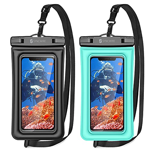 Syncwire Waterproof Phone Case, 2 Pack IPX8 Universal Waterproof Phone Pouch Underwater Dry Bag Compatible with iPhone 12 SE2 11 Pro XS Max XR X 8 7 6s Plus Galaxy S10 S9 Note 10 Google Pixel Up to 7