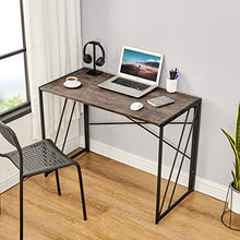 Load image into Gallery viewer, Aingoo No Assembly Folding Computer Writing Desk Industrial Style Home Office Study Laptop Gaming Table for Small Space Brown
