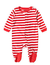 Load image into Gallery viewer, Leveret Kids Fleece Baby Boys Girls Footed Pajamas Sleeper Christmas Pjs (Red &amp; White Stripes,Size 18-24 Months)
