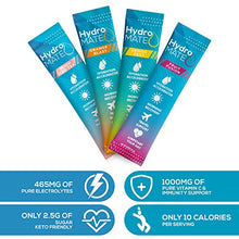 Load image into Gallery viewer, HydroMATE Electrolyte Powder Packets Drink Mix Hydration Accelerator Rapid Hydrate Powder Low Sugar Single Serving Stick Rehydrate Fast Hangover Party Recovery +1000mg Vitamin C Variety Bag (16 Count)
