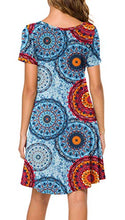 Load image into Gallery viewer, POPYOUNG Women's 2022 Summer Casual Tshirt Dresses X-Large, Floral Mixed Blue
