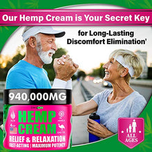 Load image into Gallery viewer, Premium Hemp Cream - Effective Discomfort Recovery for Joints, Neck, Back, Fingers, Elbows - Made in USA - Natural Hemp Oil Extract Gel with Arnica, MSM, Aloe Vera, Emu Oil, Turmeric, 4 oz
