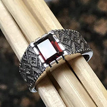 Load image into Gallery viewer, Natural 2ct Pyrope Garnet 925 Sterling Silver Men's Ring Size 7, 7.75, 8, 8.25, 9.75, 10, 10.25, 10.75, 11, 11.25, 11.75, 12, 12.25
