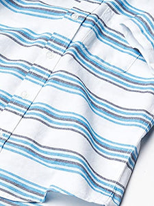 The Children's Place Boys' Short Sleeve Striped Oxford Button Down Shirt, BRINE Pool, XX-Large