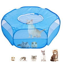 Load image into Gallery viewer, Small Animal Cage Playpen, Pet Playpen with Top Cover Anti Escape Foldable Breathable Transparent Yard Fence for Dog Cat Bunny Puppy Rabbits Guinea Pig Hamster Chinchillas (Blue)
