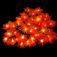 Load image into Gallery viewer, Thanksgiving Decorations Lighted Fall Garland, Fall Maple Leaves String Lights for Indoor Outdoor Total 32 ft 100 LED Maple Leaves Light，Halloween String Lights Fall Decor for Home Holiday
