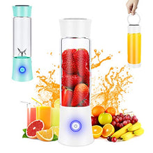 Load image into Gallery viewer, Portable Blender, Personal Blender for Shakes and Smoothies, 6 Stainless Steel Blades Cordless USB Rechargeable Juicer Cup with 4000mAh Batteries, Handheld 16oz Mini Travel Blender Small Fruit Mixer Detachable for Home Office Gym Outdoor, White
