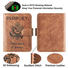 Load image into Gallery viewer, Passport and Vaccine Card Holder Combo Passport Holder Cover Wallet Case Leather Travel Wallet Rfid Blocking for Men Women (2#Brown)
