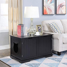 Load image into Gallery viewer, Sweet Barks X-Large Designer Cat Washroom Storage Bench Cat Litter Box Enclosure Furniture Box House with Table (Black)
