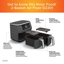 Load image into Gallery viewer, Ninja DZ201 Foodi 8 Quart 6-in-1 DualZone 2-Basket Air Fryer with 2 Independent Frying Baskets, Match Cook &amp; Smart Finish to Roast, Broil, Dehydrate &amp; More for Quick, Easy Meals, Grey
