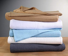 Load image into Gallery viewer, TreeWool 100% Soft Premium Cotton Thermal Blanket in Basket Weave - Easy Care Comfortable and Warm Season Bed Layering (King Size - 90" x 108", Beige)
